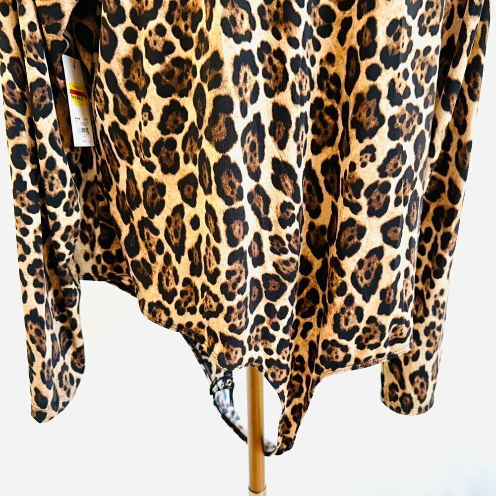 NWT INTEMPO Women Long Sleeve Leopard Print Thong Bodysuit Top Shirt Plus Sz 3X - Picture 9 of 13